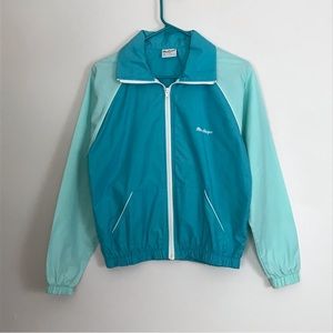 Vintage MacGregor Blue White Colorblock Zip Up Jacket Coat Sz Large Kids Unisex